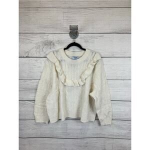 Old Navy Plus Size Cream Ruffle Knit Relaxed Sweater Size 3X